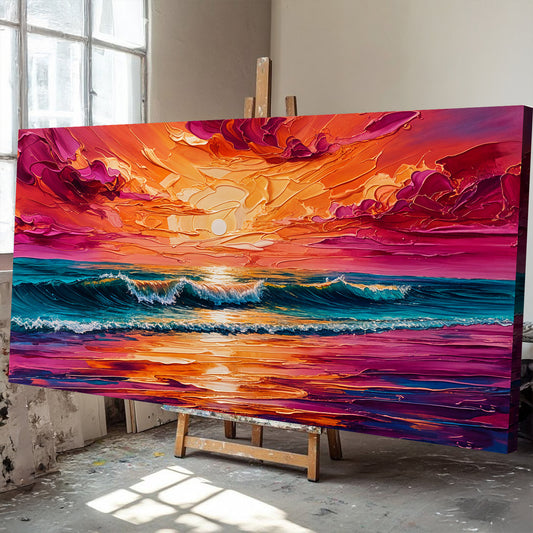 Coastal Sunset Impasto Wall Art