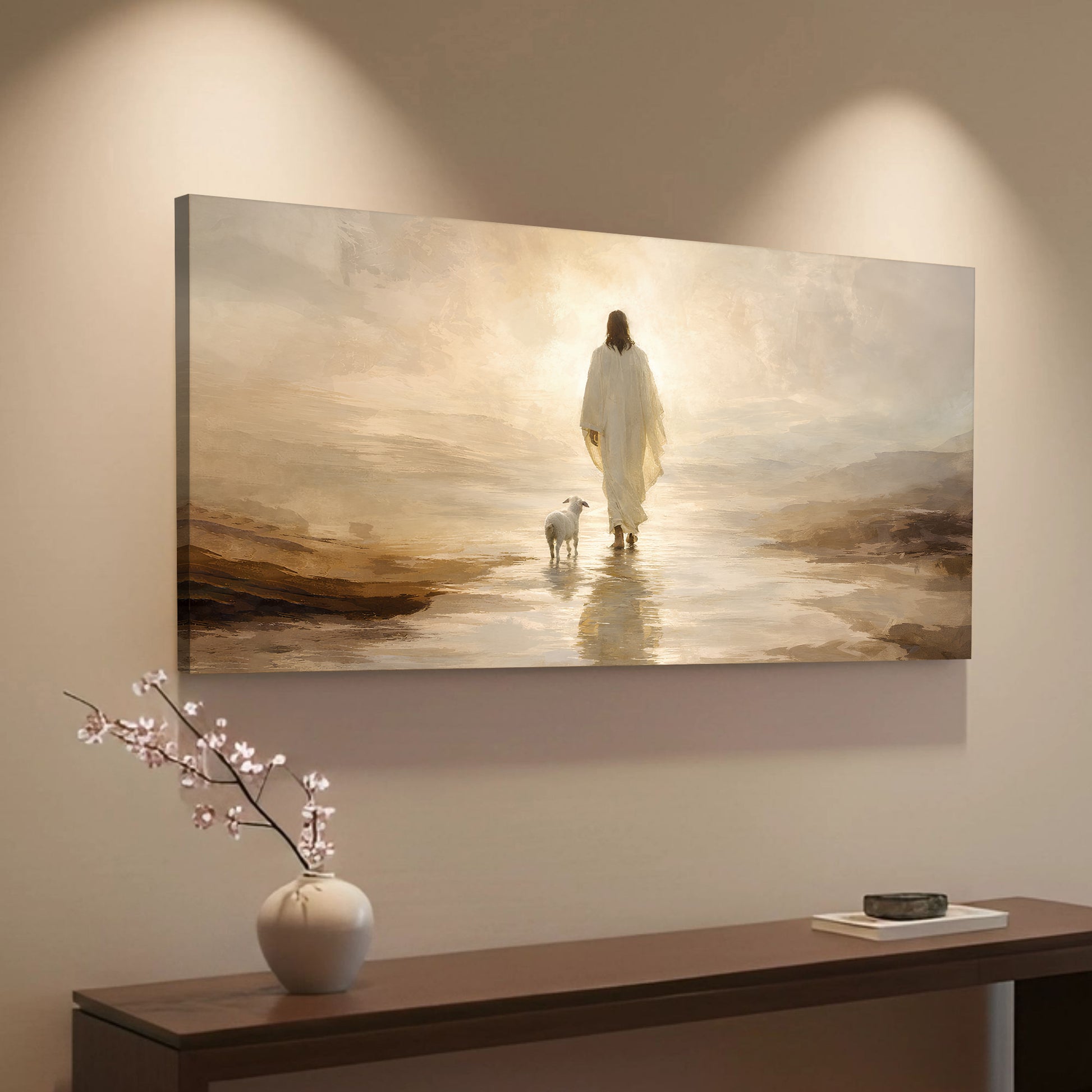 Jesus Leaves With Sheep Wall Art
