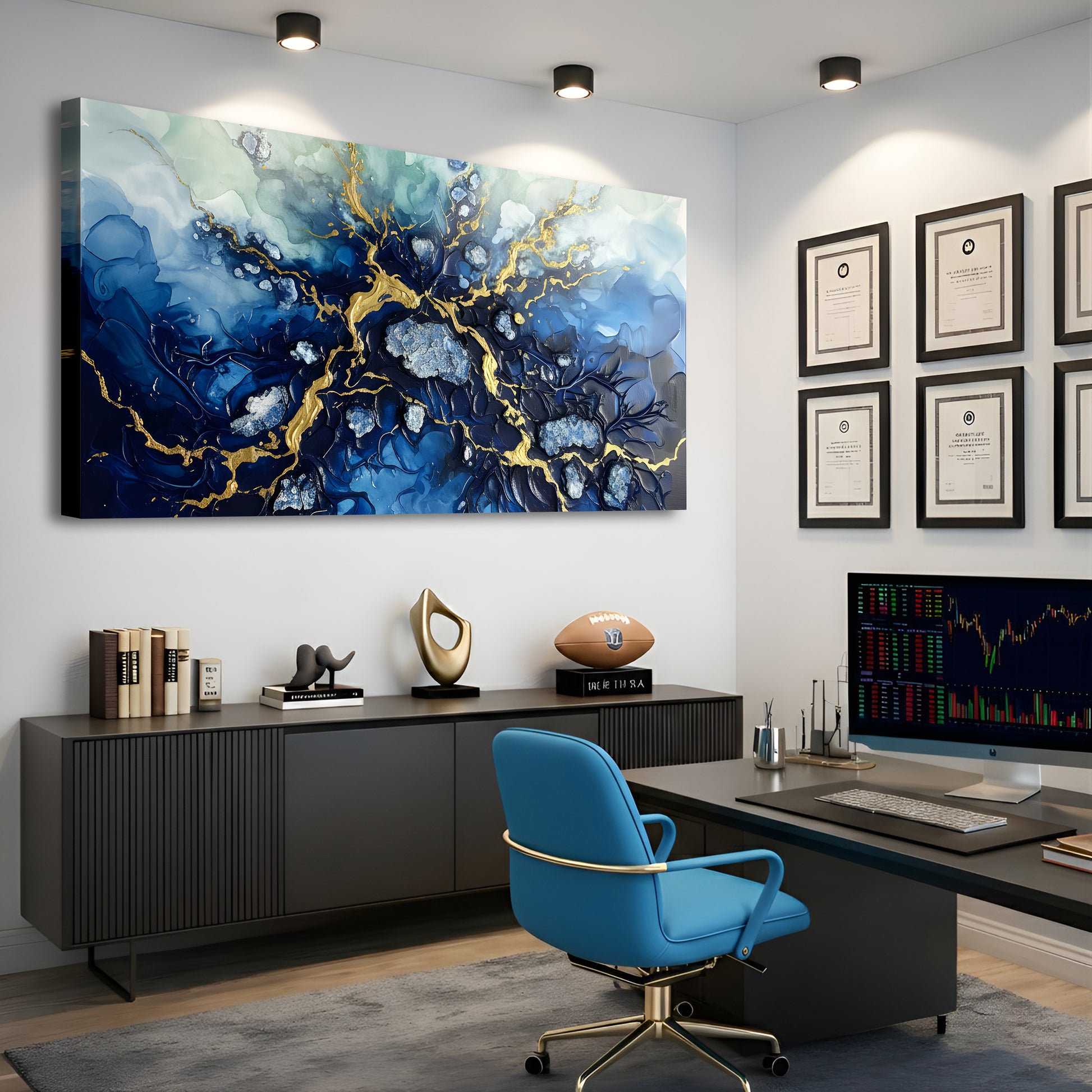 Midnight Veins of Gold Wall Art