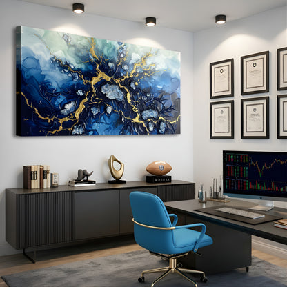 Midnight Veins of Gold Wall Art