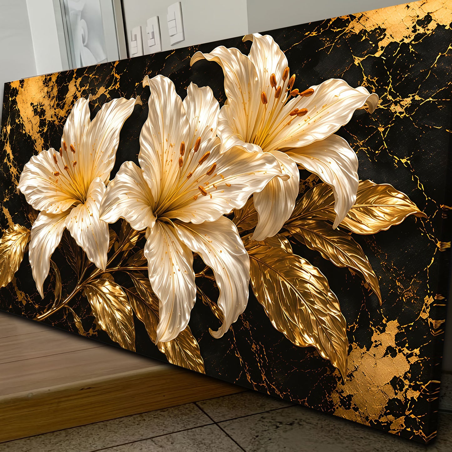 Golden Lily Radiance Wall Art
