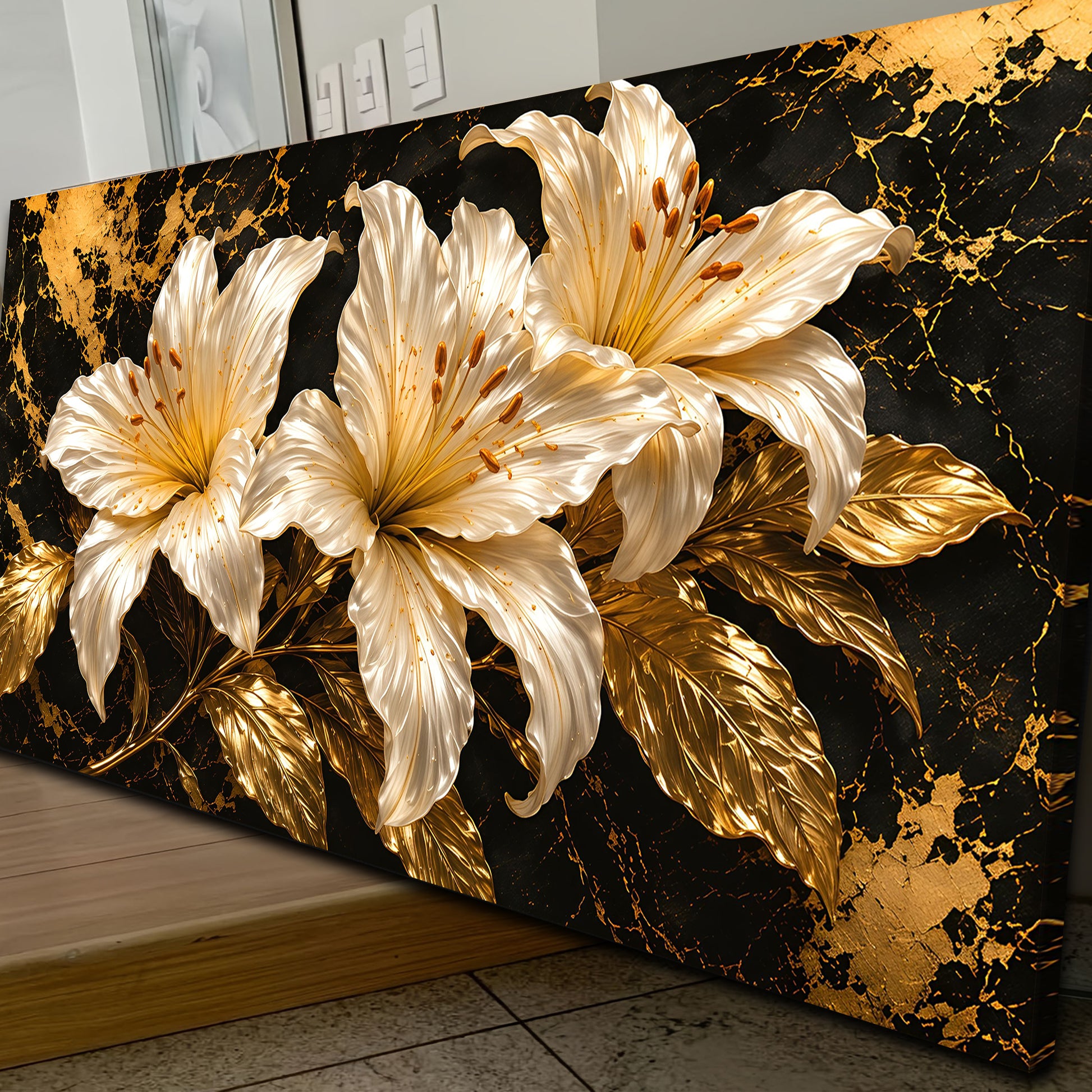 Golden Lily Radiance Wall Art