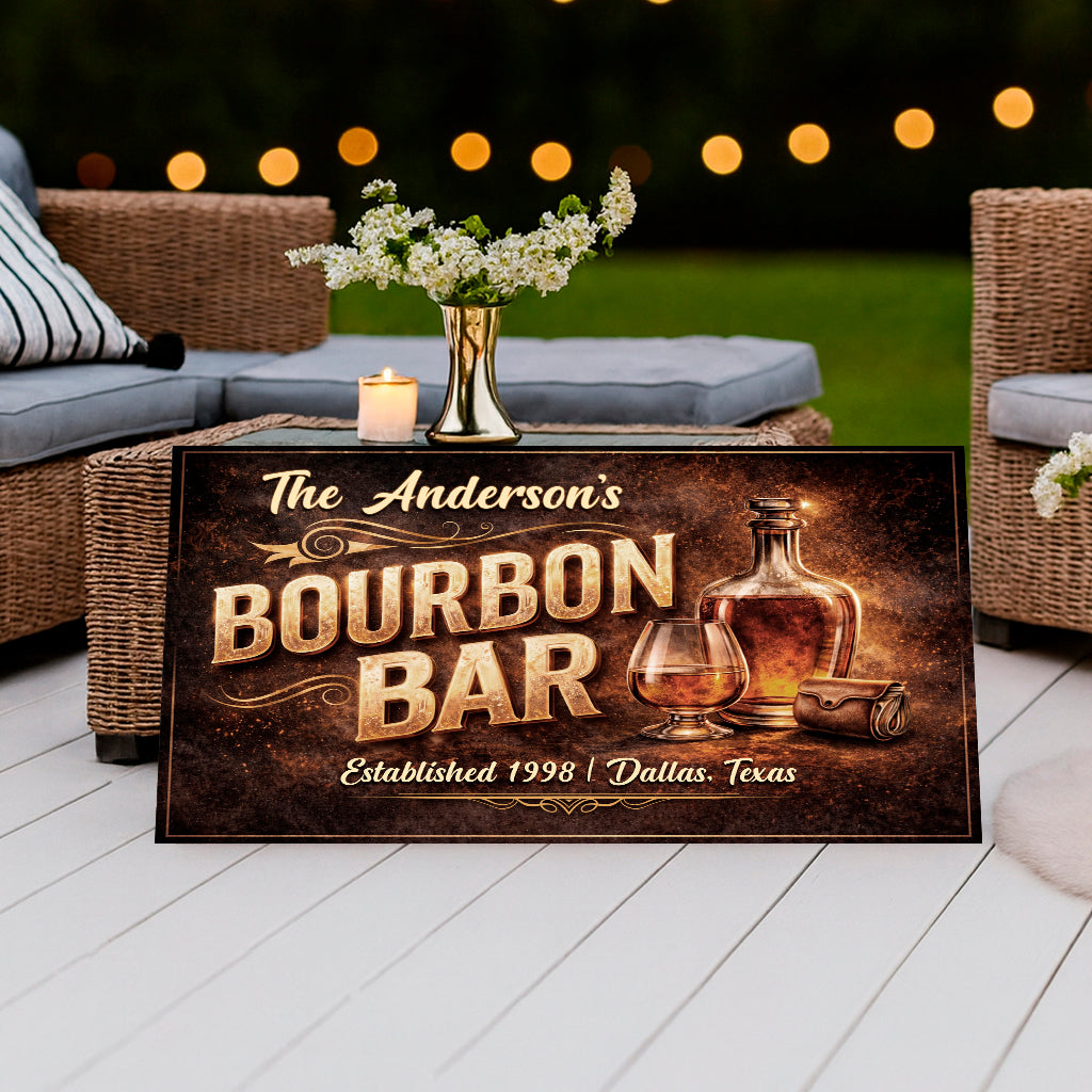 Personalized Bourbon Bar Wall Sign