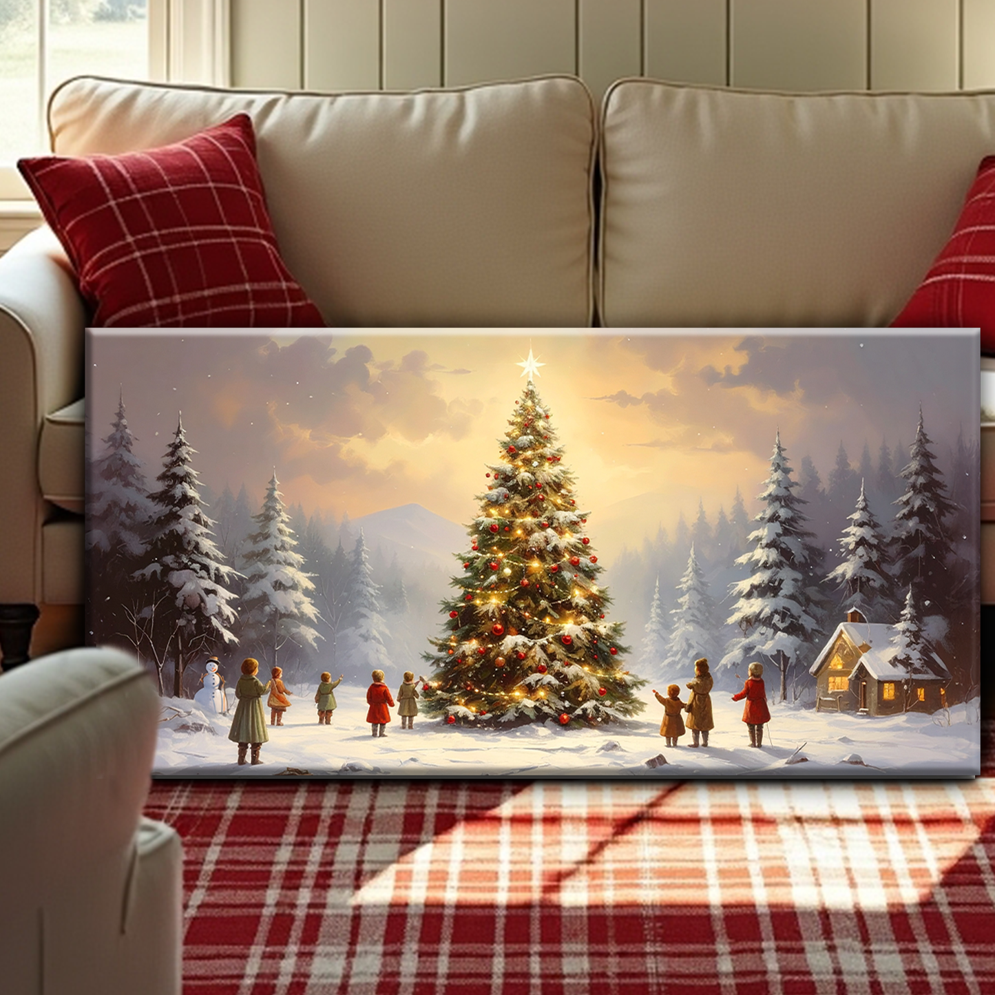 Starry Tree Gathering Christmas Wall Art