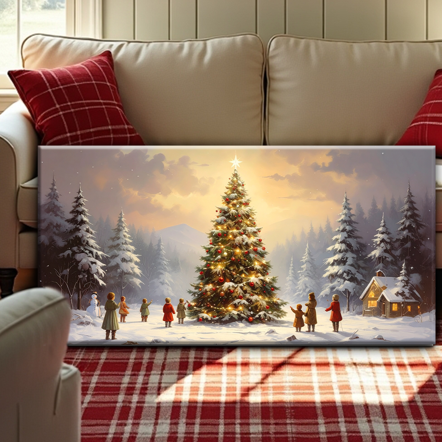 Starry Tree Gathering Christmas Wall Art