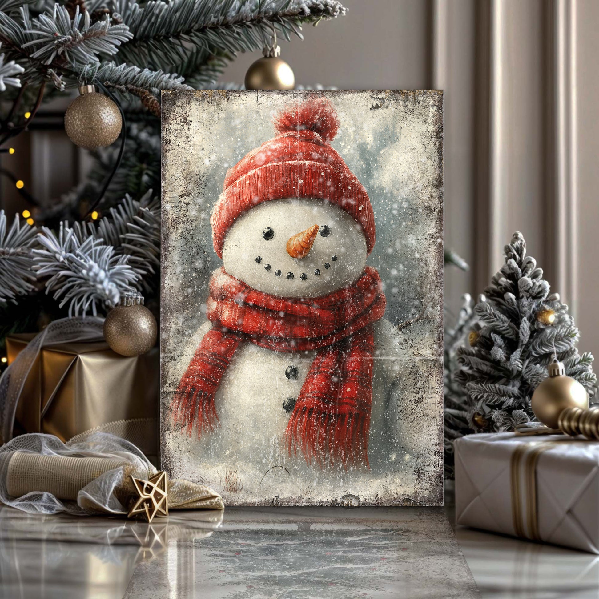 Vintage Snowman Christmas Wall Art V