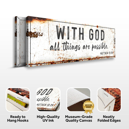 With God All Things Are Possible Sign Specs - Image by Tailored Canvases