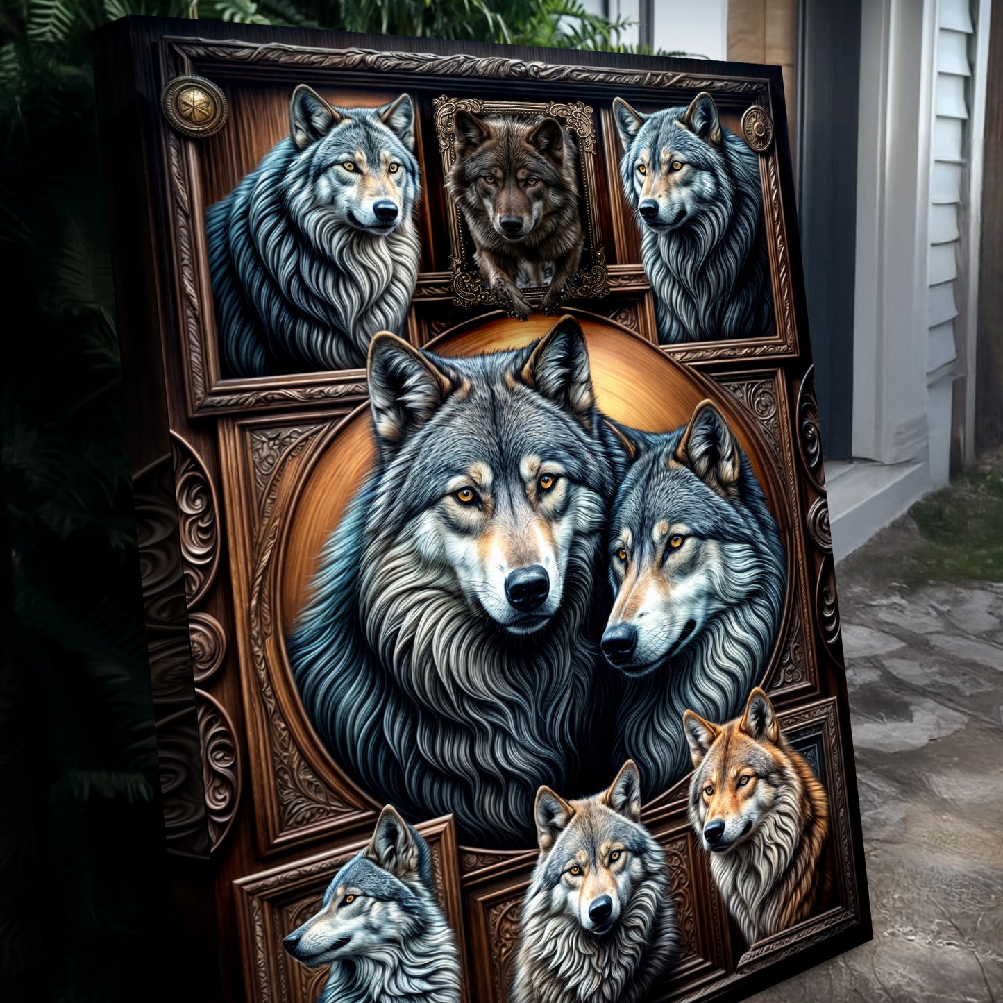 3D Wolf Collage Wall Art III