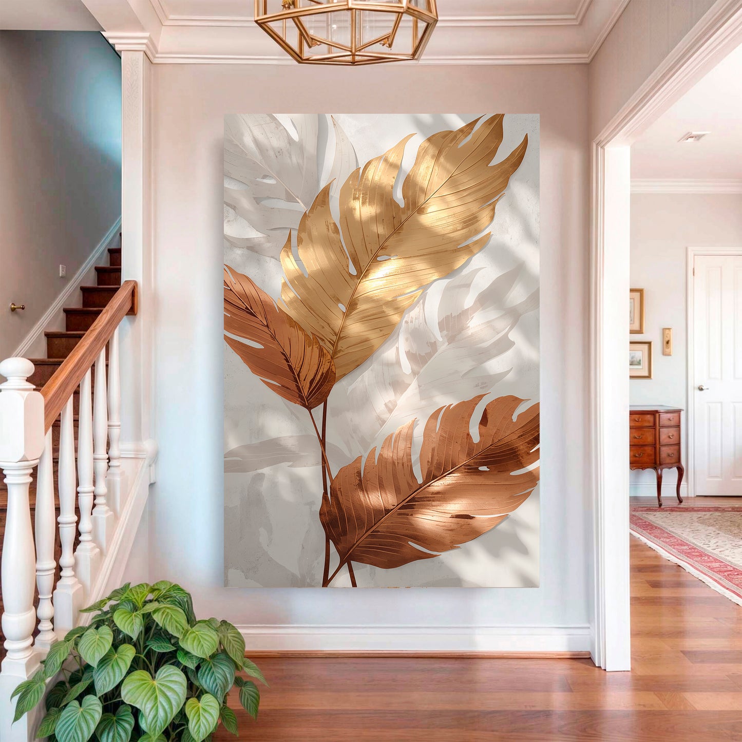 Golden Leaf Abstract Wall Art