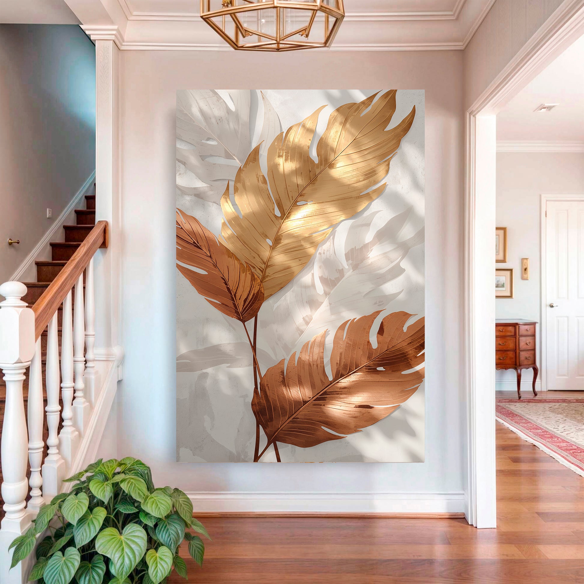 Golden Leaf Abstract Wall Art