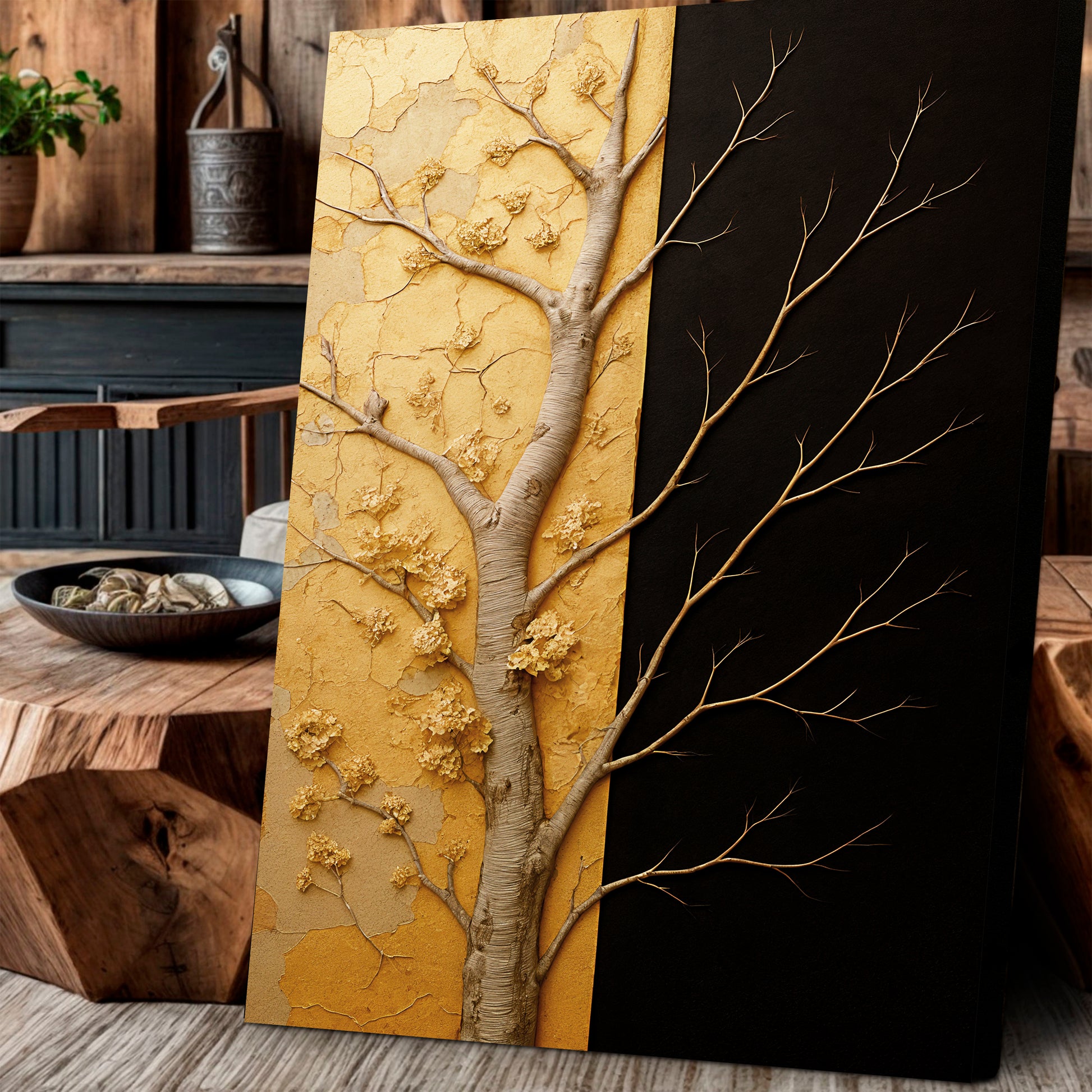 Golden Eclipse Impasto Wall Art