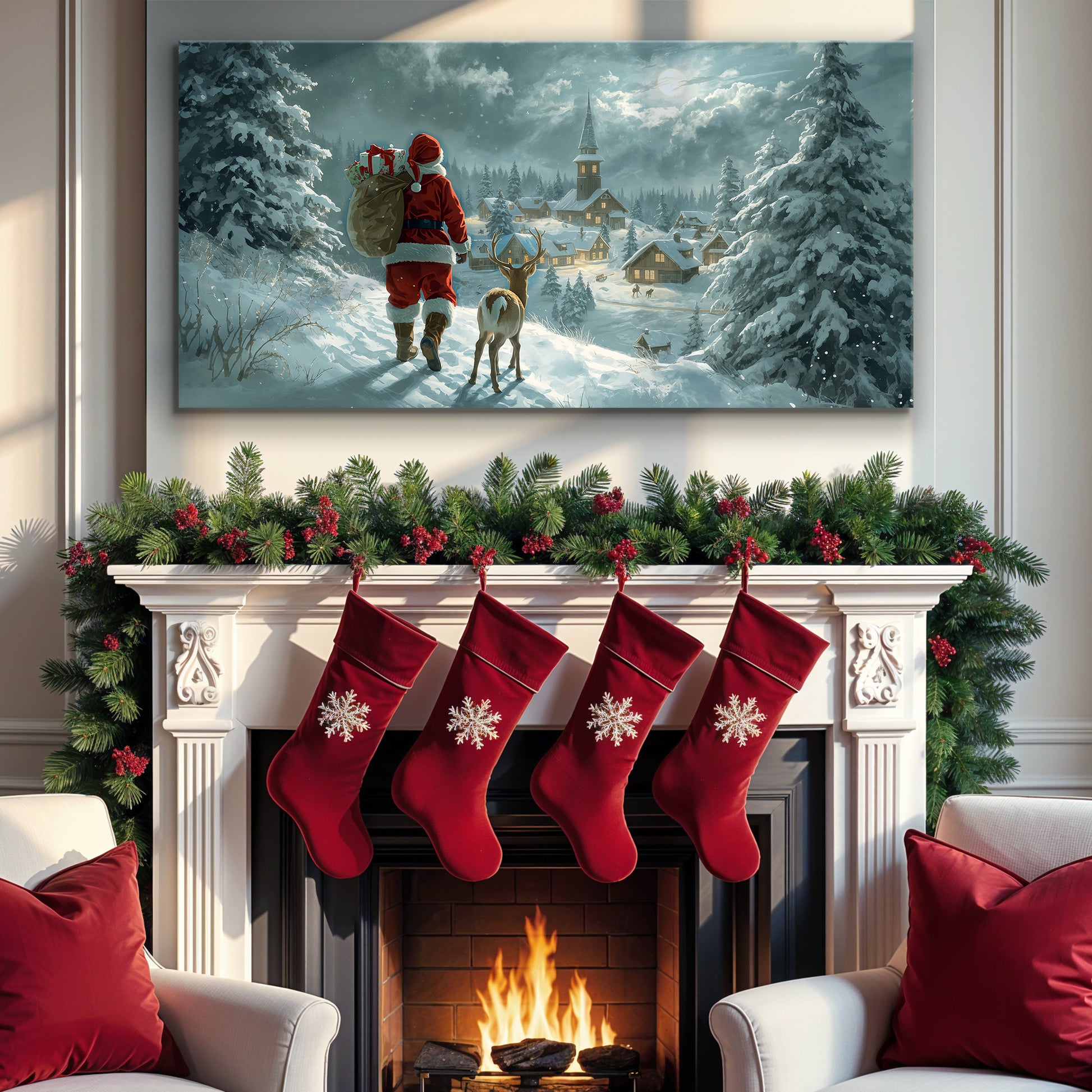 Starry Landscape Christmas Eve Wall Art
