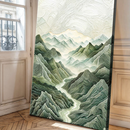 Abstract Mountain and River Landscape Wall Art