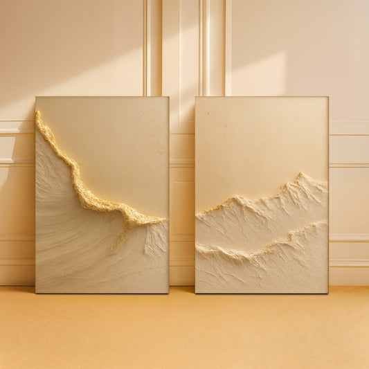 Neutral Ocean Waves Duo Wall Art