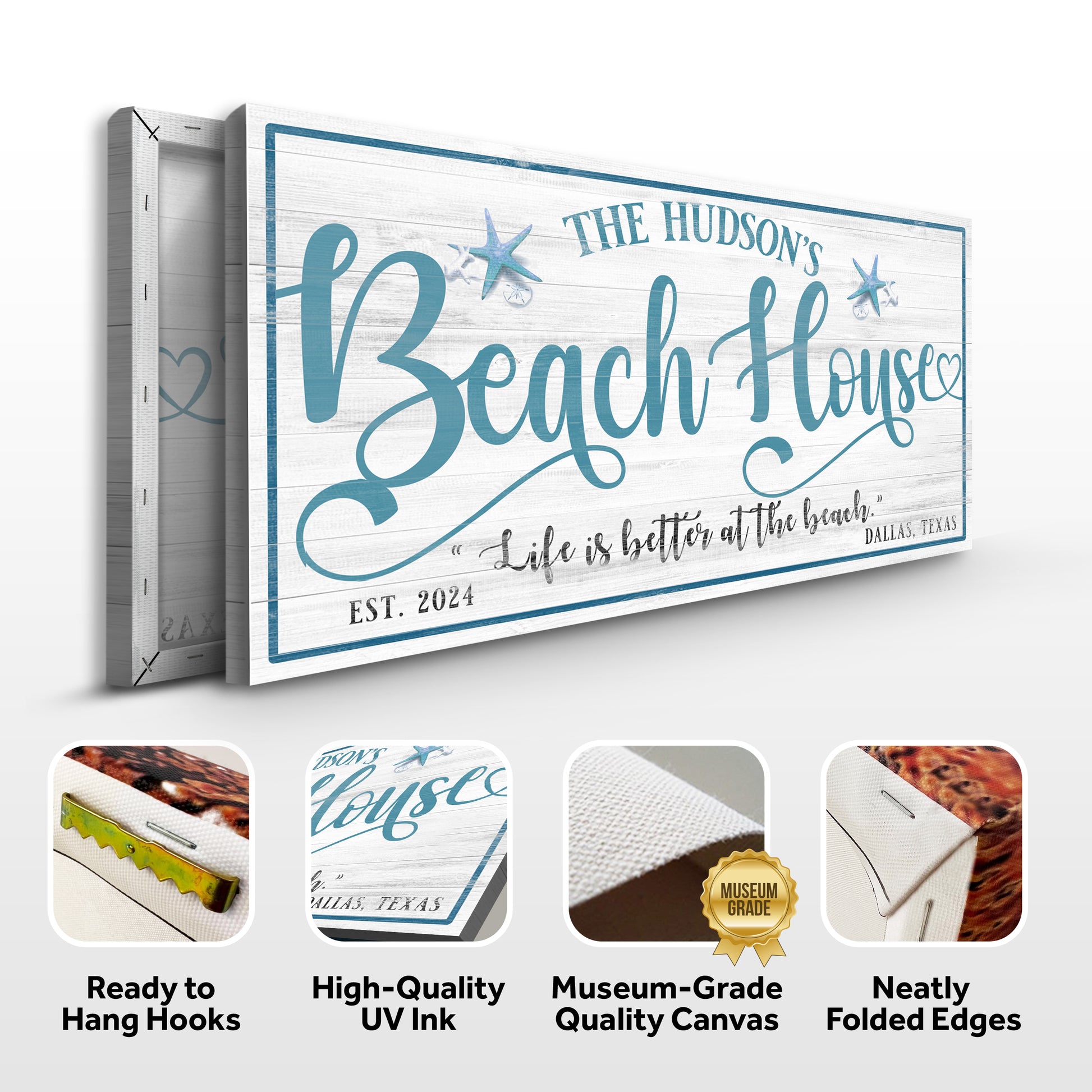 Personalized Beach House Sign II Specs - Image by Tailored Canvases