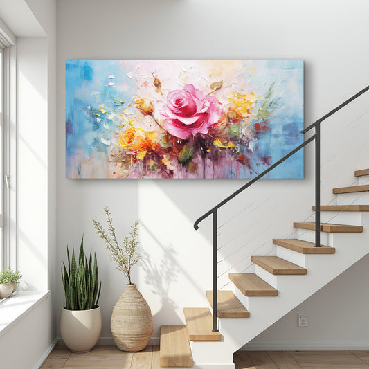 Rose Flower Impasto Wall Art