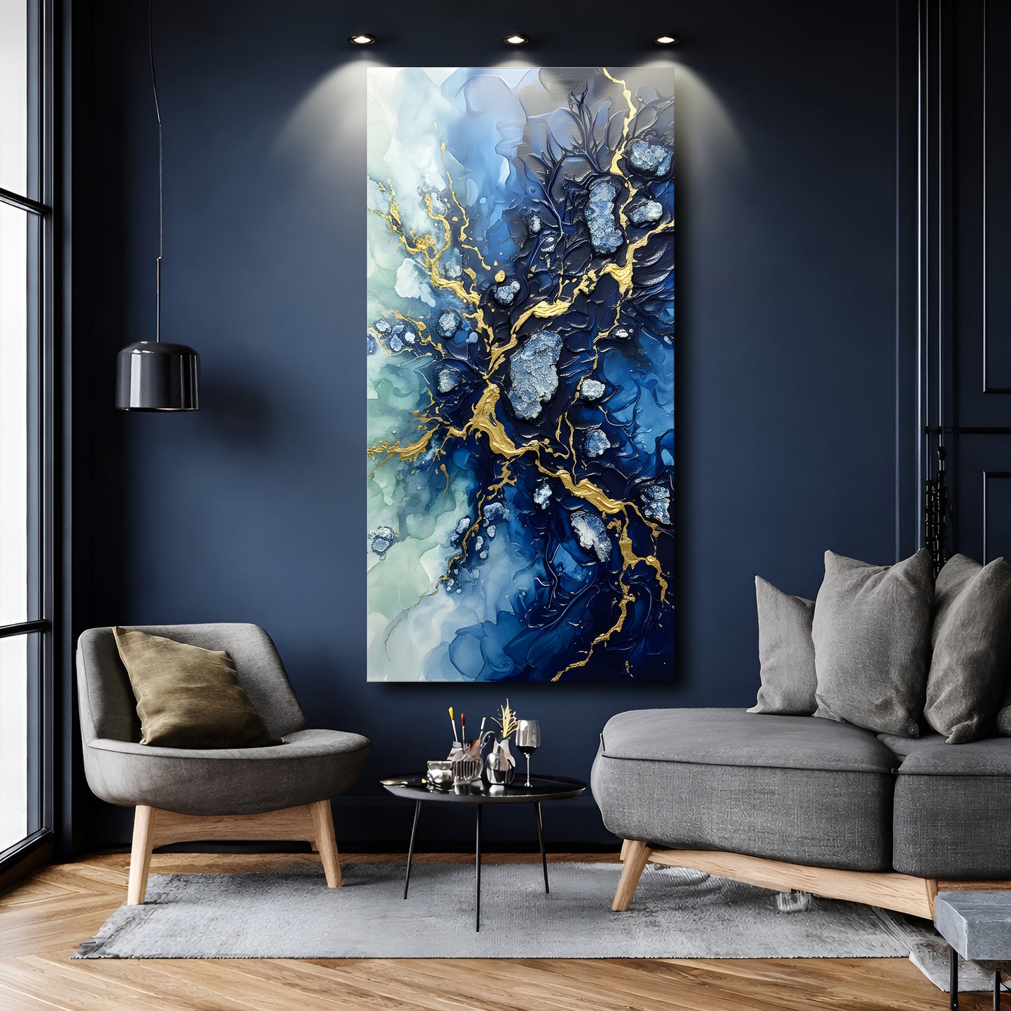 Midnight Veins of Gold Wall Art