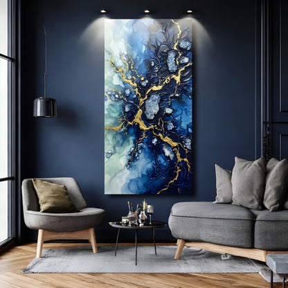 Midnight Veins of Gold Wall Art