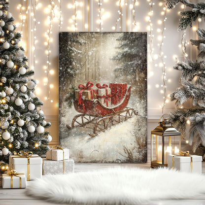 Vintage Christmas Sleigh Sled Wall Art VII