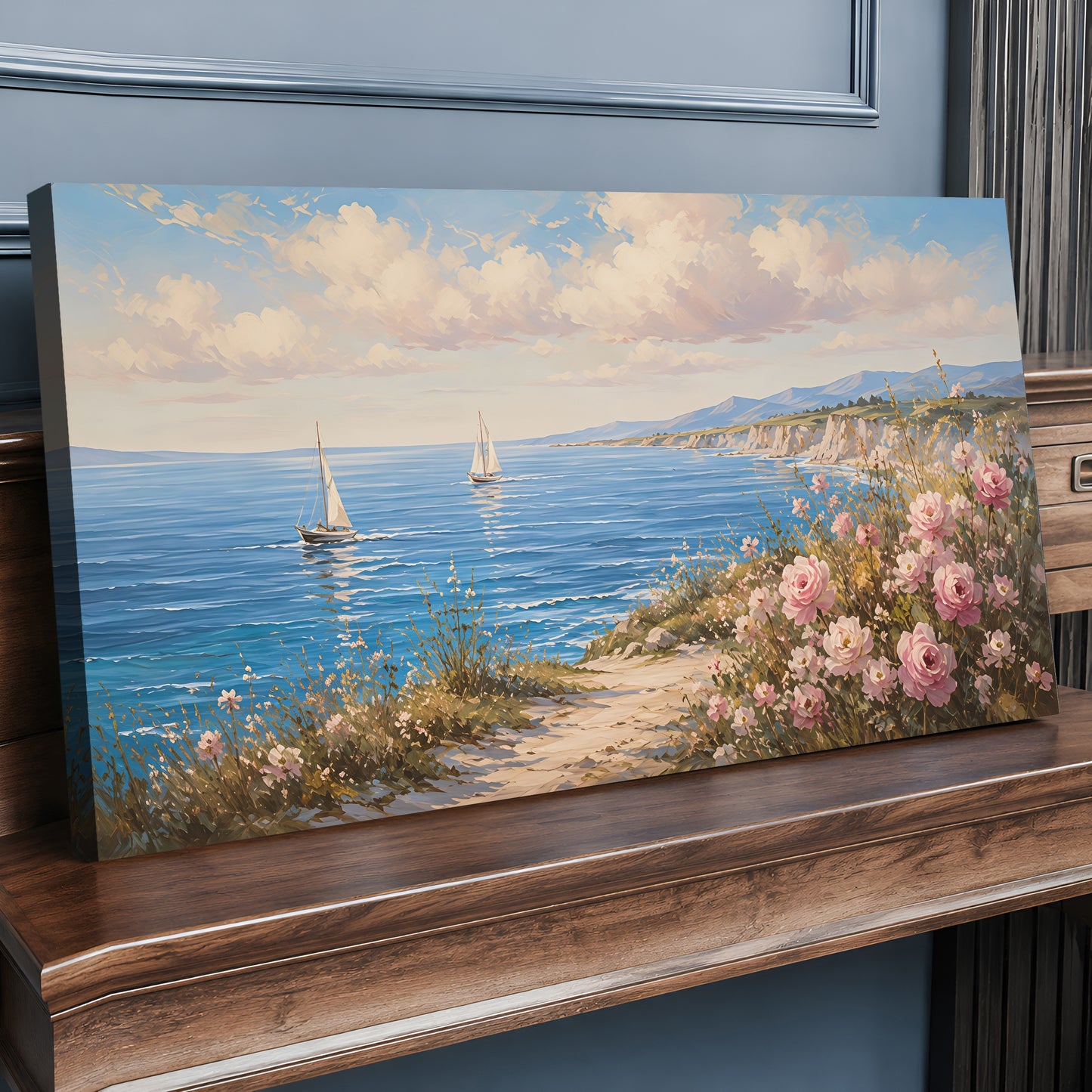 Blush Coast Sail Escape Wall Art