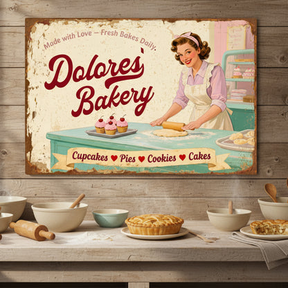 Vintage Mom's Bakery Farmhouse Wall Sign