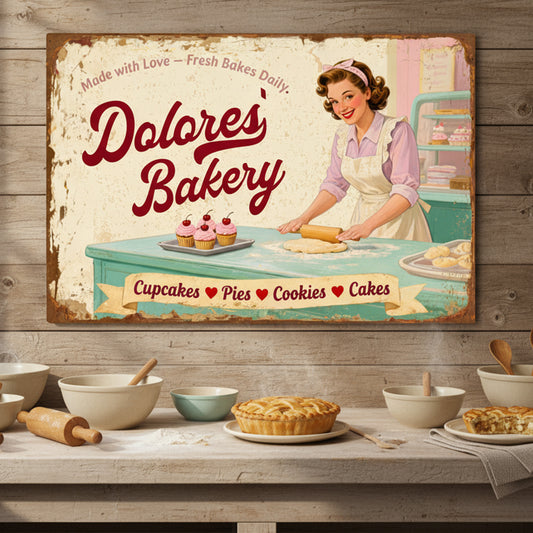 Vintage Mom's Bakery Farmhouse Wall Sign