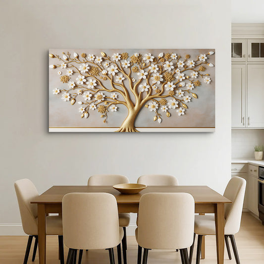 3D White And Gold Tree of Life Wall Art