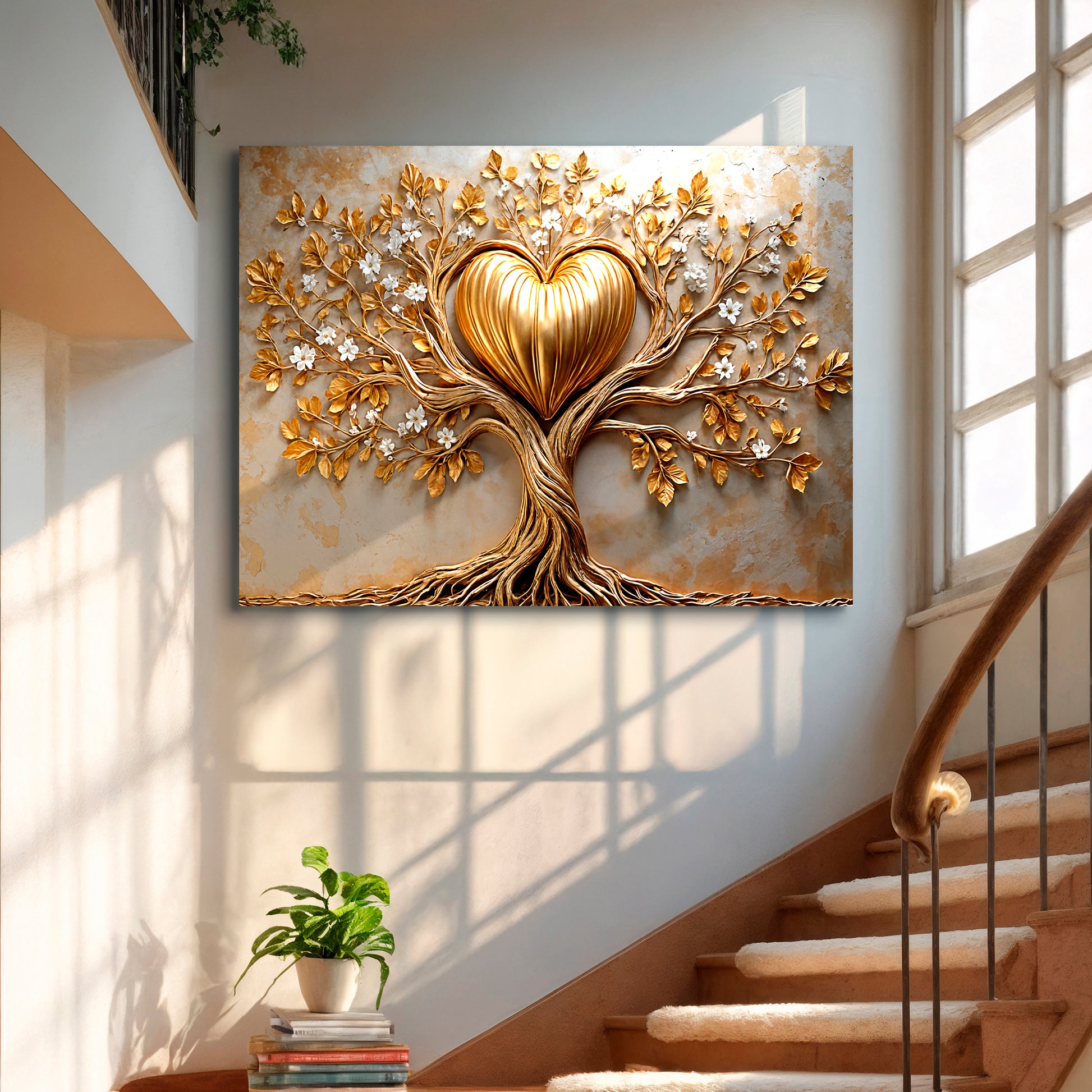 Golden Tree Heart Wall Art