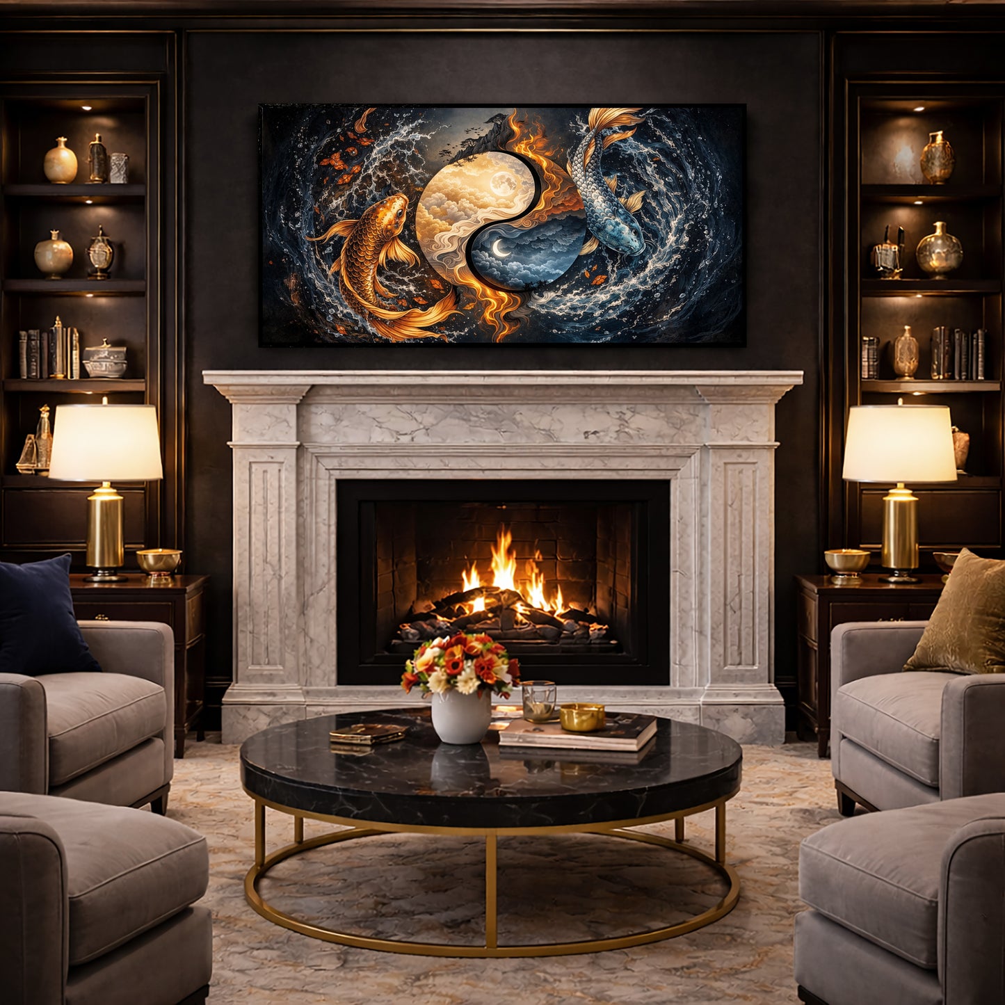 Celestial Yin, Flowing Koi Wall Art