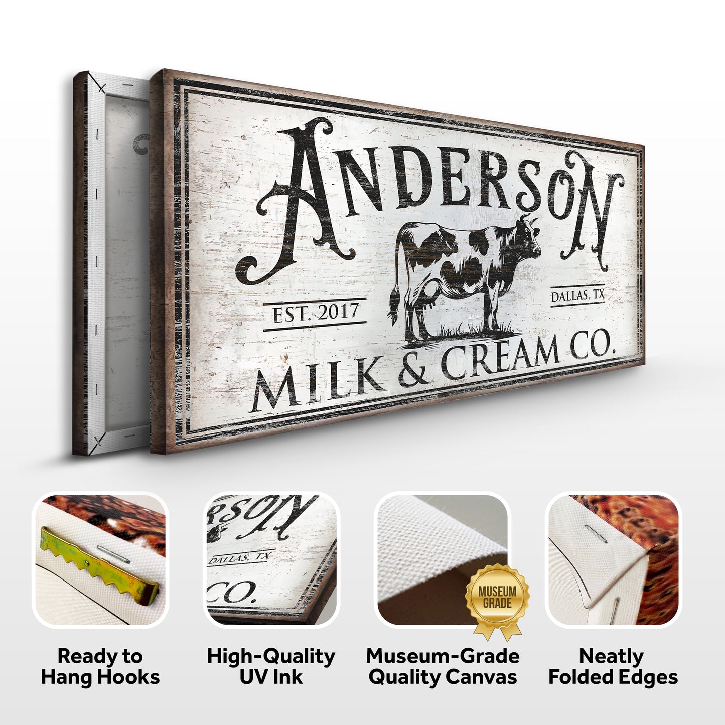 Personalized Milk & Cream Co Sign Specs - Image by Tailored Canvases