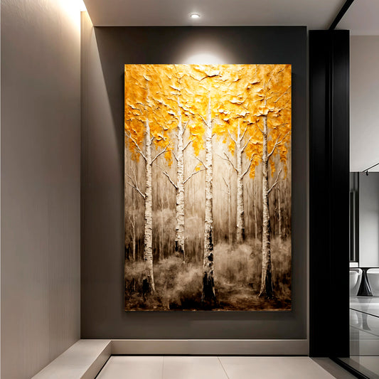 Abstract Gold Trees Wall Art