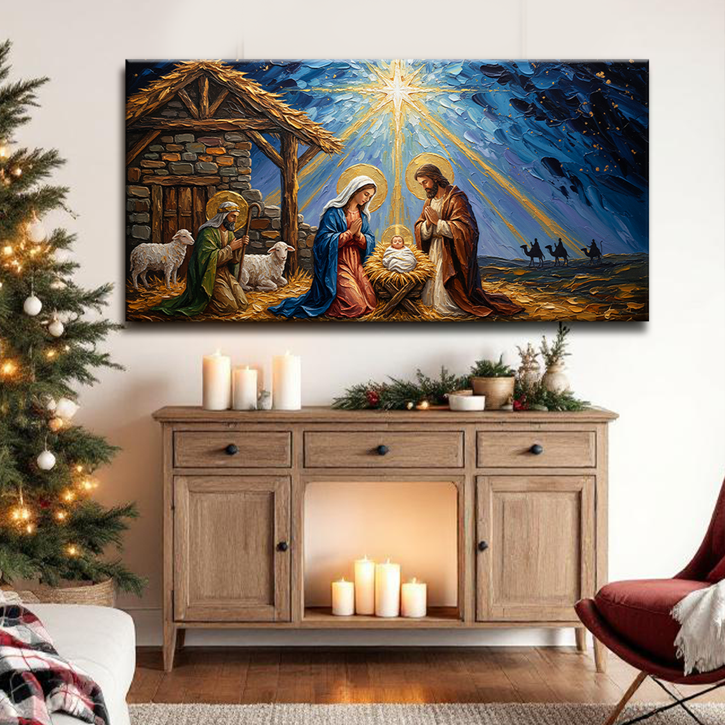 Vintage Christmas Nativity Scene Christmas Wall Art