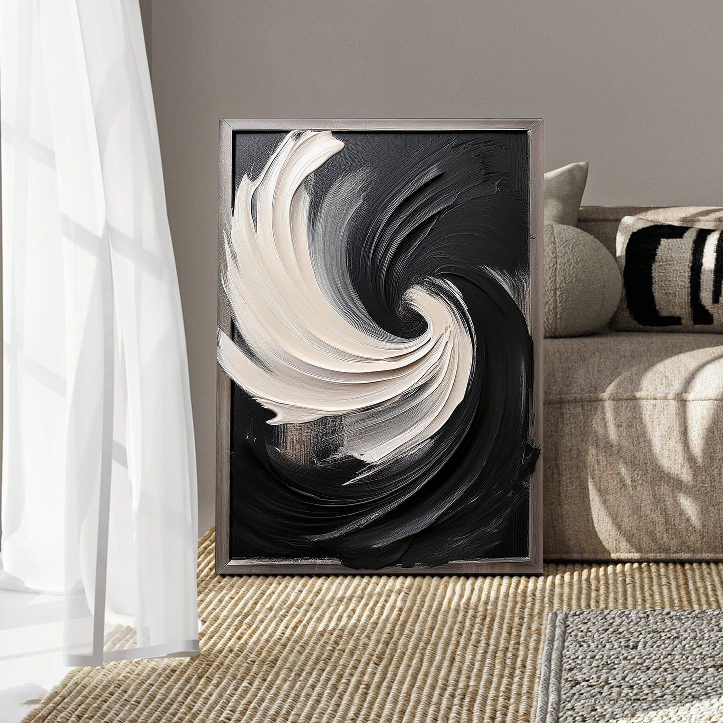 Black and White Vortex Abstract Wall Art