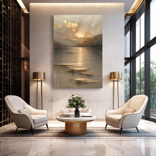 Golden Horizon Abstract Wall Art