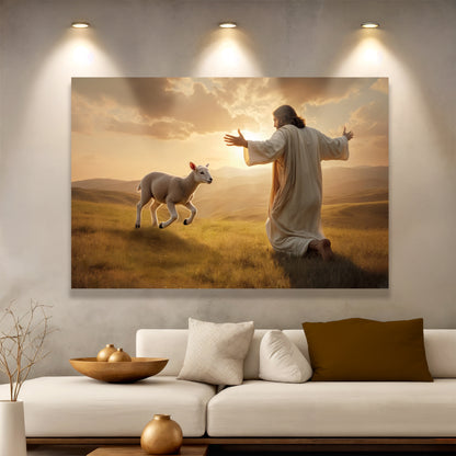Lamb Runs To Jesus Faith Wall Art