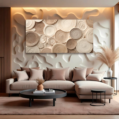 Beige Mirage Rings Abstract Wall Art