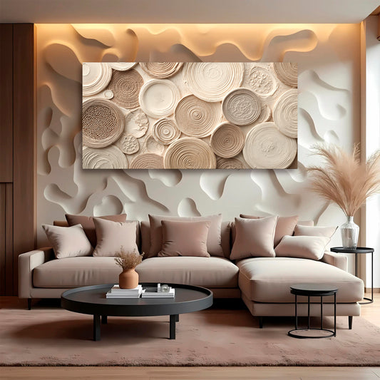 Beige Mirage Rings Abstract Wall Art