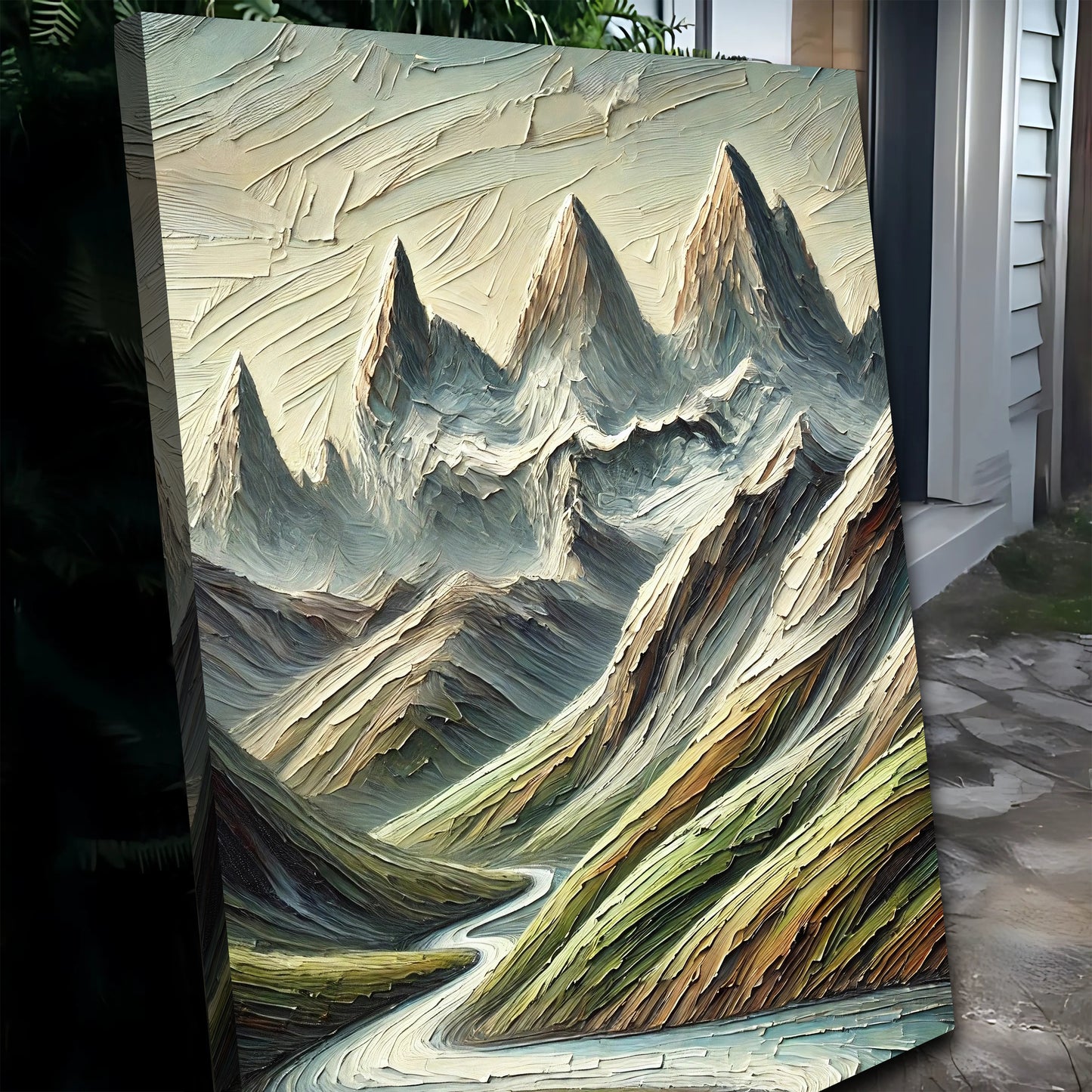 Abstract Mountain and River Landscape Wall Art II