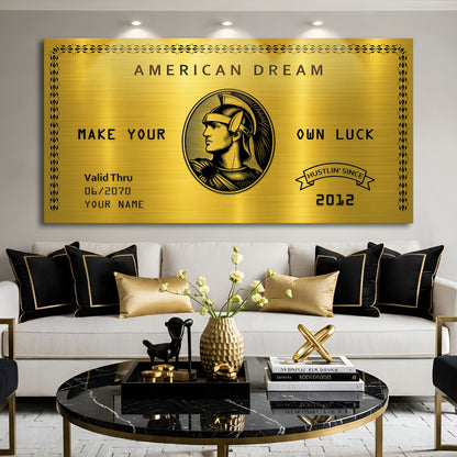 Personalized American Dream “Make Your Own Luck” Wall Sign IV