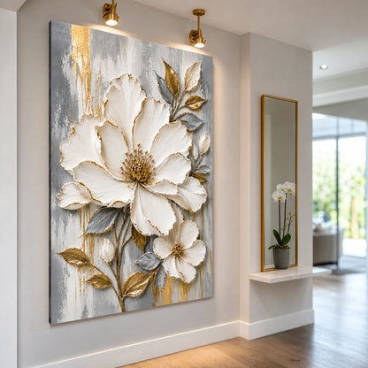 Golden Ivory Blossom Wall Art