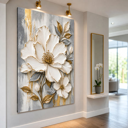 Golden Ivory Blossom Wall Art