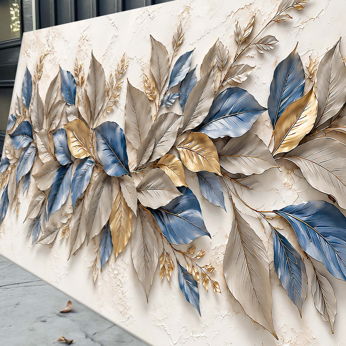 Blue & Gold Botanical Leaves