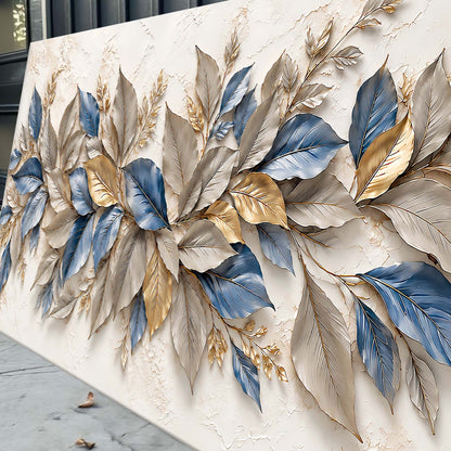Blue & Gold Botanical Leaves