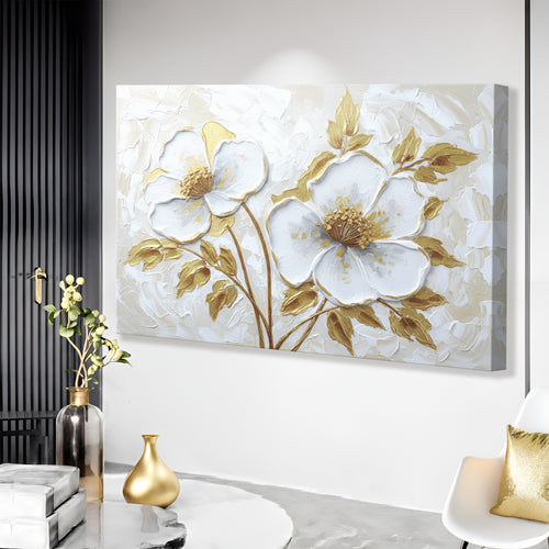 Golden Blossom Abstract Wall Art