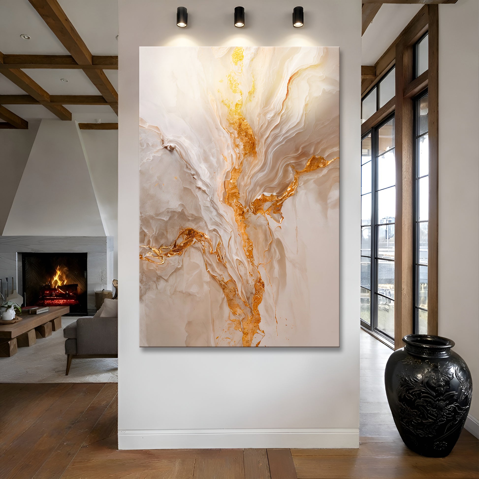 Golden Bloom Abstract Wall Art II