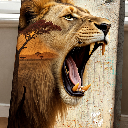 Lion Double Exposure Wall Art