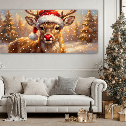 Red Nosed Reindeer Christmas Farmhouse Wall Art