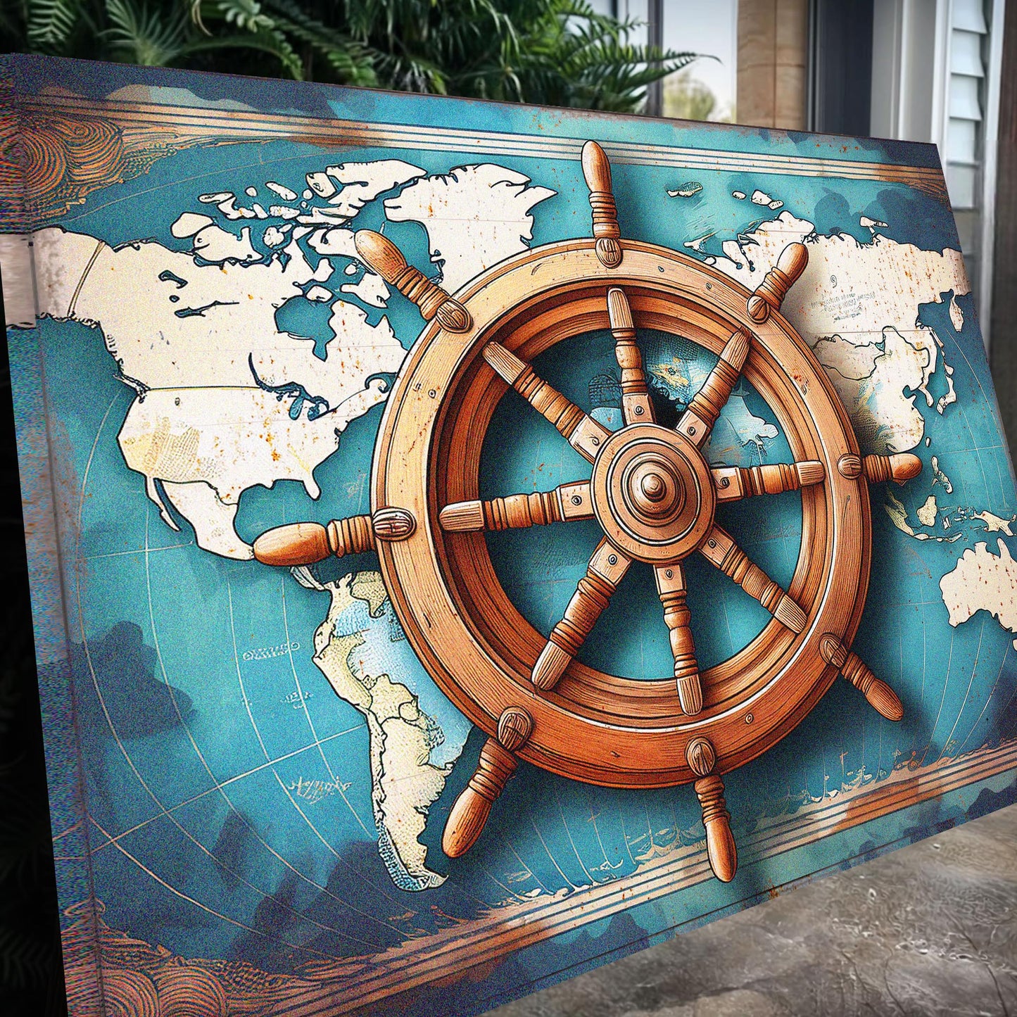 Sailboat Ship Wheel Coastal Wall Art