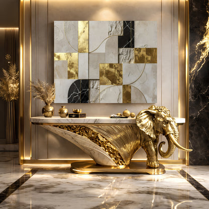 Golden Arc Symphony Abstract Wall Art