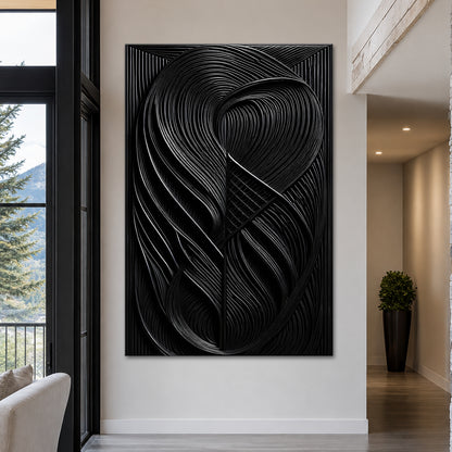 Modern Black Waves Wall Art